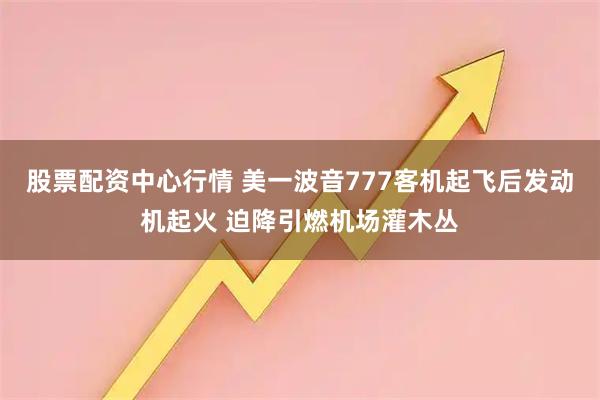 股票配资中心行情 美一波音777客机起飞后发动机起火 迫降引燃机场灌木丛